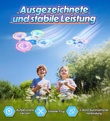 Міні-безпілотник Korffe для дитячих іграшок для хлопчиків від 6 7 8 9 10 років, іграшковий безпілотник RC-літак для дітей та початківців зі світлодіодними ліхтарями в приміщенні та на відкритому повітрі, подарунки для хлопчиків та дівчаток синьо-білий
