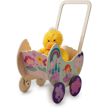 Коляска для ляльки принцеси з дерева, Коляска для ляльок до 35 см, Ідеальна іграшка для рольових ігор для маленьких мам і тат, Іде