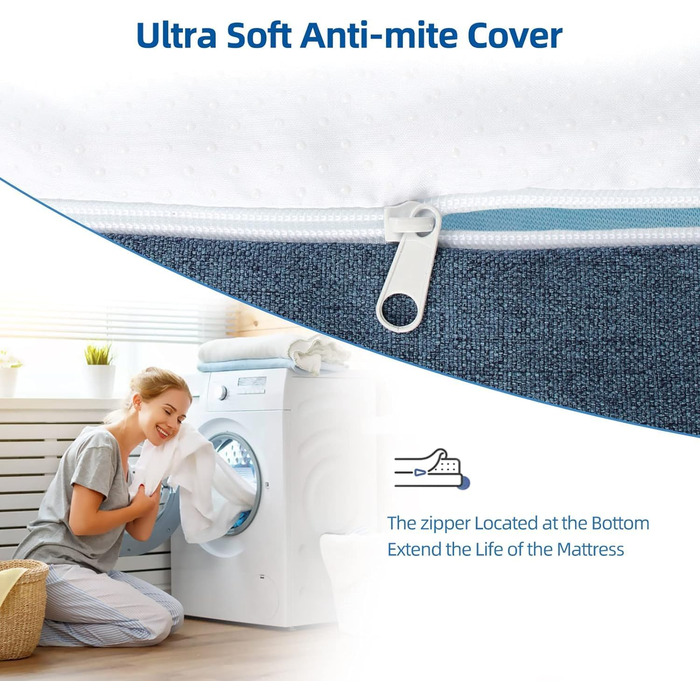 Матрац wowttrelax 140x200 двосторонній матрац жорсткість H3/H4 висота 20 см, матраци з точково-еластичним дихаючим 7-зонним холодним пінополіуретаном - 60 ночей пробного сну - H3/H4 двосторонній 140x200x20 см