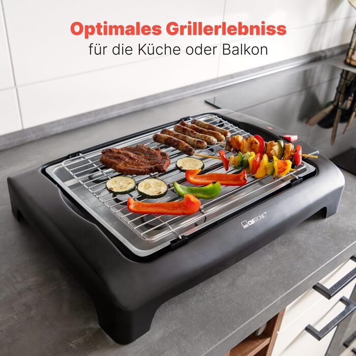 Стіл для барбекю Гриль ідеально підходить для балкона та кухні Електричний настільний гриль Електричний гриль з корпусом Cool Touch Знімна решітка для гриля Гриль з металевим піддоном 2000 Вт БК 2977 Н