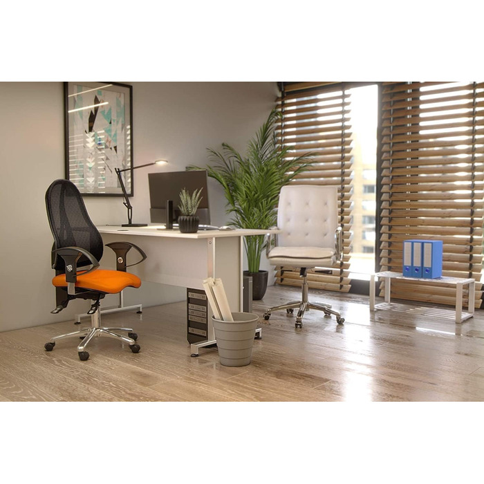 Офісний стілець Topstar Open Point SY Deluxe з регульованими по висоті підлокітниками, чорний, чорна сітчаста спинка