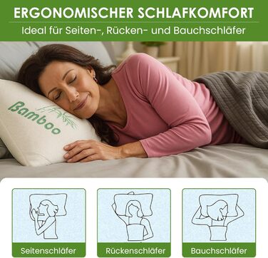 Бамбукова подушка 40x60 см Ергономічна подушка з дихаючим чохлом, в&39язкопружна піна, яку можна прати та гіпоалергенна