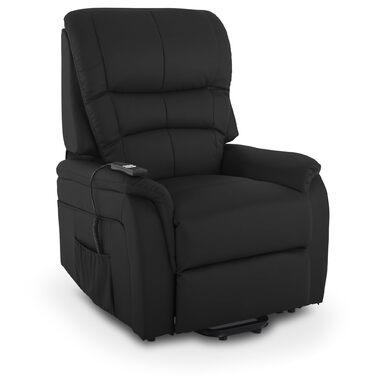 Крісло під телевізор MACOShopde від MACO Mbel Raburg з функцією підйому та відкидання, електрично регульоване з 2 двигунами та дистанційним керуванням, пружинна основа з кишеньковим механізмом, елегантна штучна шкіра Jan Black Чорна штучна шкіра