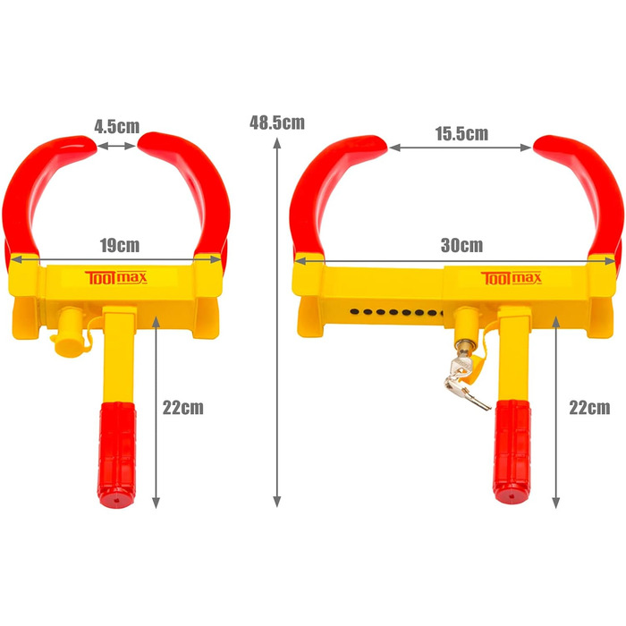 Іммобілайзер COSTWAY, Колісний кіготь для причепа, Паркувальний кіготь проти крадіжки, Автомобіль з кігтем для шин, Затискач для шин з 3 ключами, Універсальний для автомобіля, автофургону та мотоцикла, Протиугінний пристрій