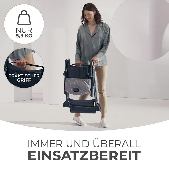 Дитячий стільчик для годування Kinderkraft FOLDEE, Стільчик для годування від 6 місяців, Складаний, Легко переносити однією рукою,