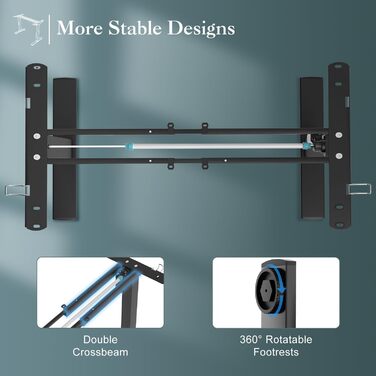 Каркас столу JUMMICO з регульованою висотою, USB-портом та кабельним лотком, електрично регульований каркас столу з колесами, стіл для роботи стоячи (чорний)