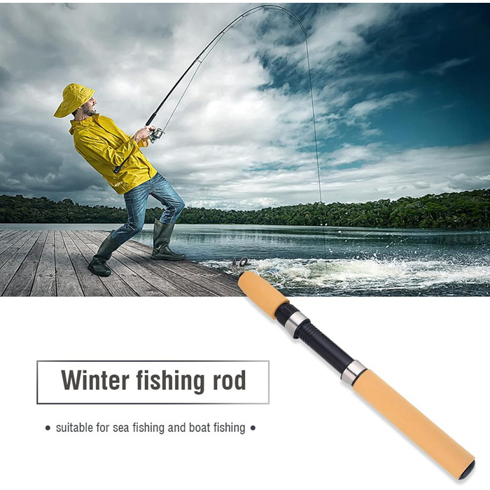 Hominas ICE Fishing Rods, Ultralight Portable Complete ICE Fishing Rods Mini Portable Spinning Rods Outdoor Portable Winter Fishing Rods for Outdoor Fishing Rods, Hominas ICE Fishing Rods, Ultralight Portable Complete ICE Fishing Rods Mini Portable Spinni