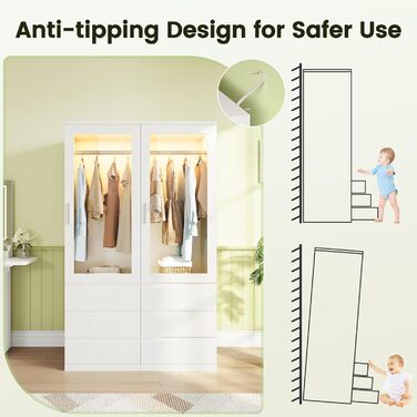 Однодверна шафа Dripex, маленька шафа з однією рейкою для одягу та 3 шухлядами, мінімалістична гардеробна 50 x 48 x 180 см Біла, для однокімнатних шаф 50 x 48 x 180 см - одні двері