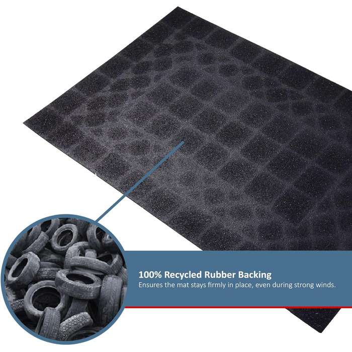 Килимок для дверей Nicoman Elegant Tile Mat Barrier, екологічний, стійкий до подряпин та ковзання, для використання всередині та зовні приміщень, форма півмісяця (75x44 см), червона облямівка, червона облямівка, 75 см (круглий)