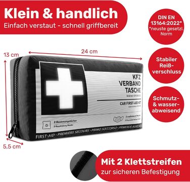 Автомобільна аптечка згідно з чинним стандартом 2024/2025, включаючи дихальні шторки - Автомобільна аптечка може використовуватися