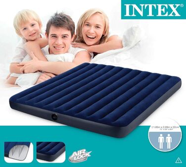 Надувне ліжко Intex 12-68755 Classic Downy Blue 'King', клапан 2-в-1, 183 x 203 x 22 см