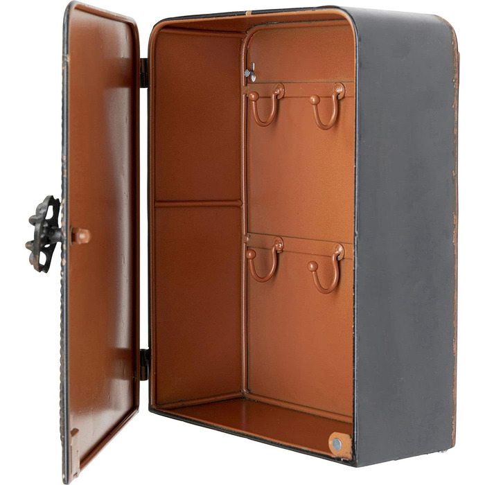 Сейф-скринька для ключів Kare Design, чорний, 324x13 см, шафа для зберігання, з 6 гачками, сталевий корпус, вінтажний, для вхідної зони