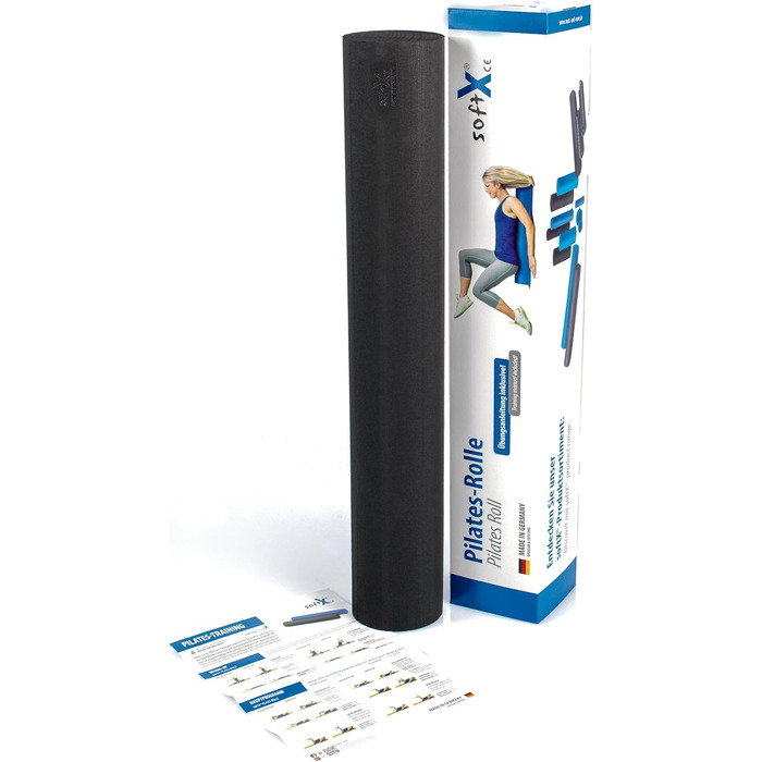 Тренувальний ролик для пілатесу softX, чорний, 90 x 14,5 x 14,5 см, 6520163