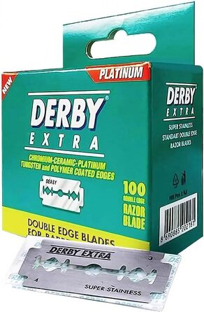 Леза безпечної бритви Derby Extra Double Edge, упаковка із 100 лез