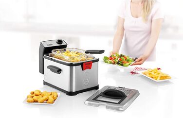 Фритюрниця з нержавіючої сталі Princess 183001 ємністю 3 літри, масляним фільтром і функцією холодної зони, срібло
