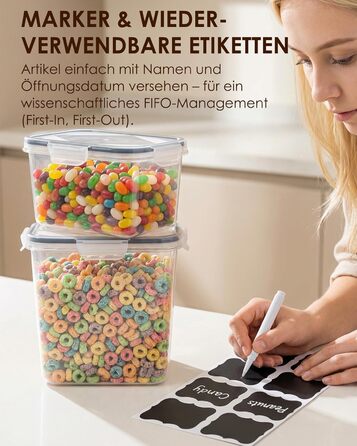 Герметичні контейнери для зберігання з кришками, 24 шт. и, штабелюються, без бісфенолу А, коробки для зберігання харчових продуктів для кухні, підходять для борошна, круп та макаронних виробів