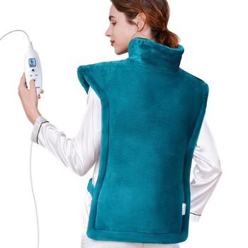 Обтяжена нагрівальна ковдра KNQZE, нагрівальний килимок з 10 рівнями нагріву, 4 таймери для спини, плечей та шиї, нагрівальний килимок, що миється, від болю в спині та шиї, подарунок на день народження для жінок та чоловіків, зелений