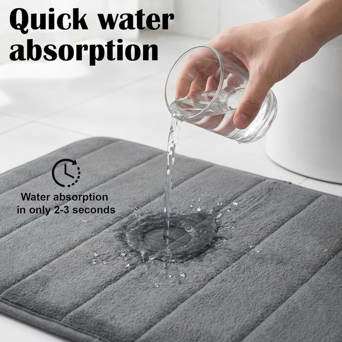 Комплект килимків для ванної з 3 предметів, комплект килимків для ванної кімнати, килимок для ванної/туалету з вирізом, килимок для душу піна з ефектом пам&39яті, нековзний та миється, вбираючий та м&39який, комплект для душу, туалету та ванни, темно-сіри