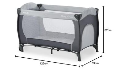 Дорожнє ліжечко Hauck Sleep N Play Go Plus з сумкою для перенесення, колесами, ігровою зоною, компактне та складне, дитяче дорожнє ліжечко для малюків від народження до 15 кг (Stone) Stone Sleep N Play Go Plus