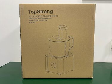 Кухонний комбайн TopStrong 1100 Вт, багатофункціональний кухонний комбайн, 11 функцій комбайн для кухонного подрібнювача, чаша 3,2 л і контейнер 1,5 л, міні-подрібнювач, оновлений ріжучий диск, соковижималка для цитрусових, лезо для подрібнення тіста сіро