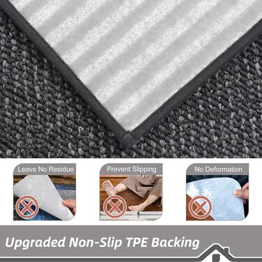 Сходинки BEQHAUSE для дерев&39яних сходів, 22,9 x 71,1 см, Килимові сходинки для використання в приміщенні, Можна прати в пральній машині, Доріжка для дітей, людей похилого віку та домашніх тварин, TPE-підкладка, 100 9&39 x 2&394&39 (прямокутні) темно-сір