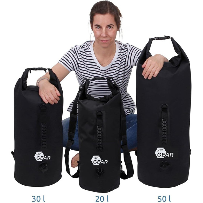 Ваш гермомішок GEAR 20 л 30 л Водонепроникний рюкзак 50 л Сухий мішок Речовий мішок Сумка Dunnage з плечовими ременями, ручкою для