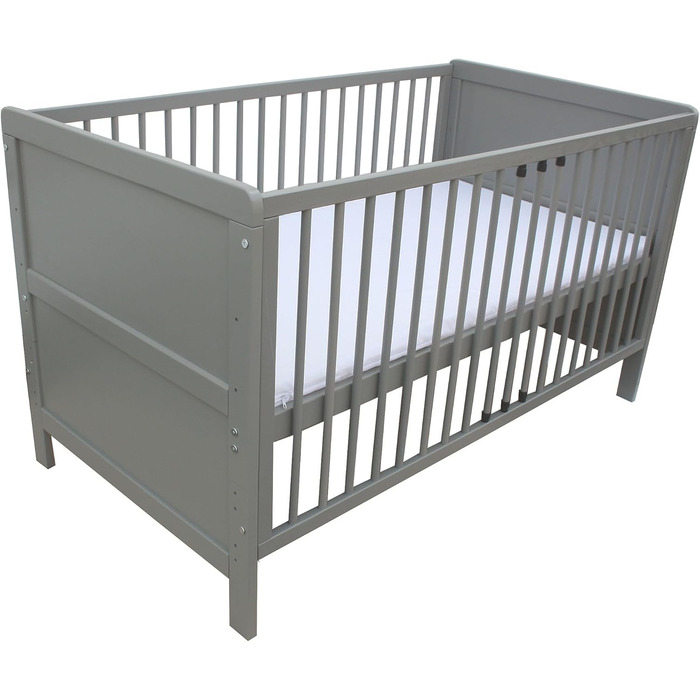 Дитяче ліжко, юніорське ліжко, приліжкове ліжко 140x70 см 3в1 з матрацом, сіре