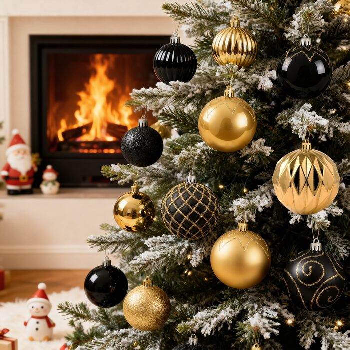 Набір різдвяних прикрас 100 шт чорний та золотий Miaikoe