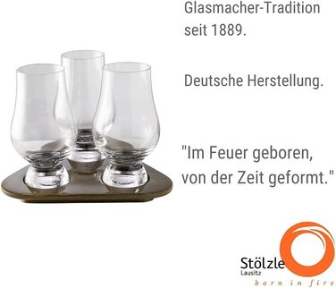 Скляний дегустаційний набір I 3 склянки для віскі 190 мл та 1 дерев'яна таця I Безсвинцеве кришталеве скло I Високоякісні склянки
