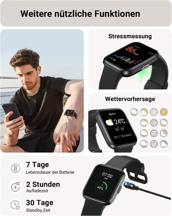 Розумний годинник Tensky для чоловіків з функцією телефону, жіночий розумний годинник 1,85 дюйма з Alexa, вбудована водонепроникність 3 атм, 110 спортивних режимів, крокомір, монітор серцевого ритму, монітор сну, фітнес-годинник SpO2, акумулятор 350 мАг д