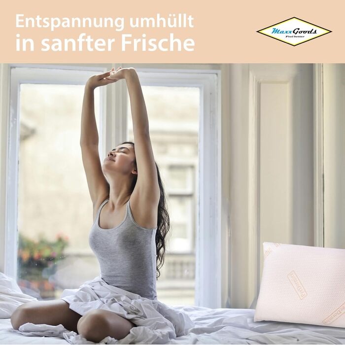 Подушка для шиї Feelgood, висота 12 см, з віскогелевої піни - Ортопедична подушка зі 100 бавовняним внутрішнім чохлом антиалергенним зовнішнім чохлом - Подушка для шийного відділу хребта для сну на боці та животі (70x42 см) FeelGood - 70 x 42 x 12 см