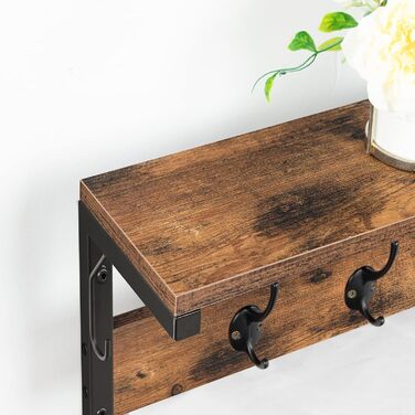 Вішалка для одягу HOOBRO настінна, настінна полиця з 7 гачками і полицею, підвісна полиця з вішалками, настінне кріплення, для пер