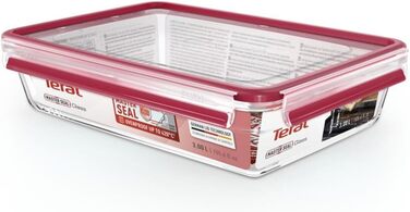 Баночка для зберігання свіжих продуктів Tefal Masterseal, прямокутна, 3 л, прозора, для консервації харчових продуктів, штабельована, герметична, безпечна для духовки та морозильної камери, N1041210