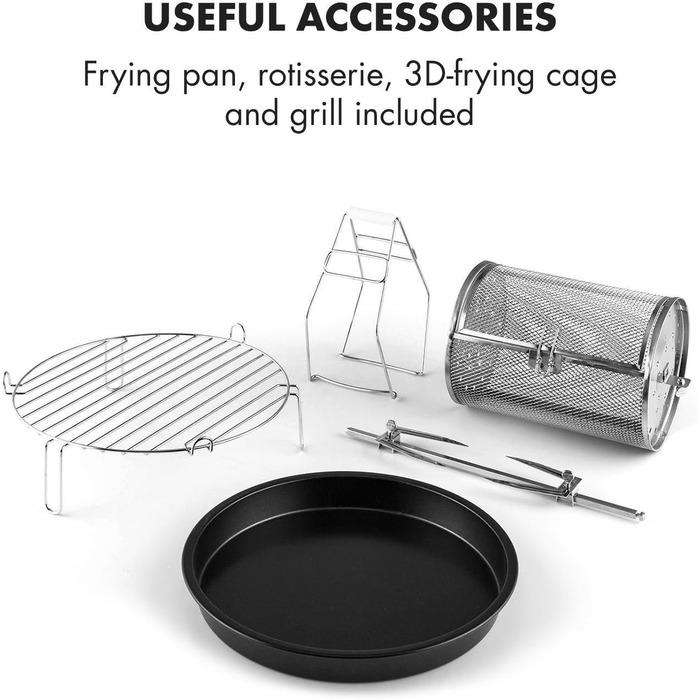 Фритюрниця Klarstein VitAir у фритюрі, 1400 Вт, смаження без жиру випічка гриль смаження, галогенний інфрачервоний нагрівальний елемент, автоматичний, антипригарне покриття, чорний класичний чорний