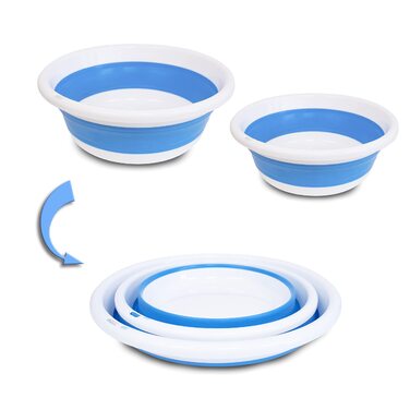 Умивальник, корито для білизни, чаша для миття посуду, чаша для кемпінгу, складана, пластикова, компактна, ідеально підходить для ванної кімнати, кухні, патіо, саду, термостат гумовий (12x3113,5x37) см, синій (12x3113,5x37) см синій