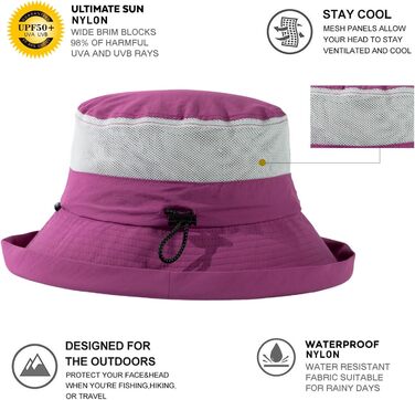 Жіночий сонцезахисний капелюх TOP-EX з хвостиком, капелюх-відро з широкими полями UPF 50 для захисту від ультрафіолету, водонепроникний дощовик, капелюх-відро з ремінцем від підборіддя, дихаюча літня сітка, складний, для використання на вулиці, колір &quo