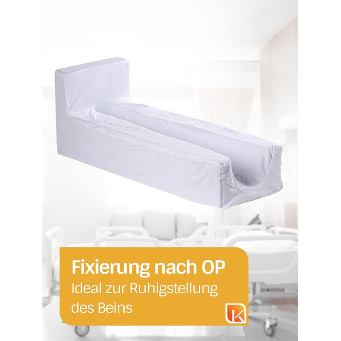 Д-р Пауль Кох - Пінопластова стабілізуюча шина для ноги - Включає білий бавовняний чохол - Бічні краї для фіксації ноги - 75x30 см