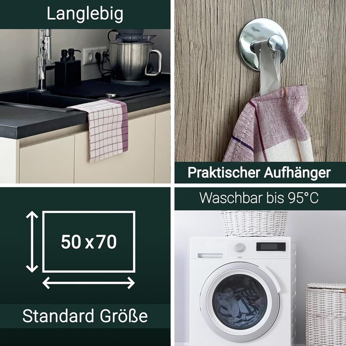 Набір ZOLLNER з 10 бавовняних чайних рушників розміром 50x70 см - добре поглинаючі та міцні кухонні рушники - можна прати при темп