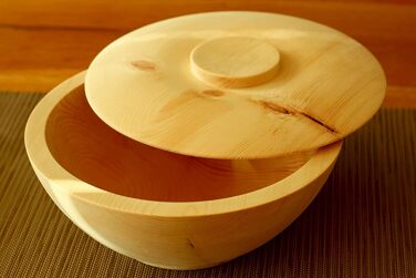 Контейнер для зберігання зі швейцарської сосни - для хліба, зерна, борошна, цукру, чаю, солі - комплект з 2 предметів миска та кришка - Ø 24 см - Ручна робота в Австрії