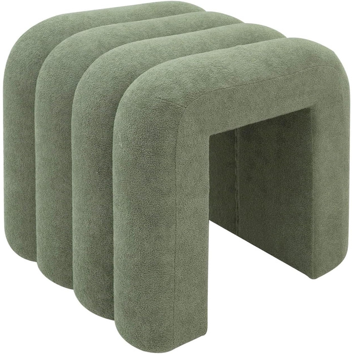 Комплект із 2 сучасних підставок для ніг, низькі пуфи, темно-зелений колір, поліестерова тканина МДФ, предмети домашнього декору, для дивана - Розміри ВxШxГ 40 x 38 x 40 см - Арт. RE7062