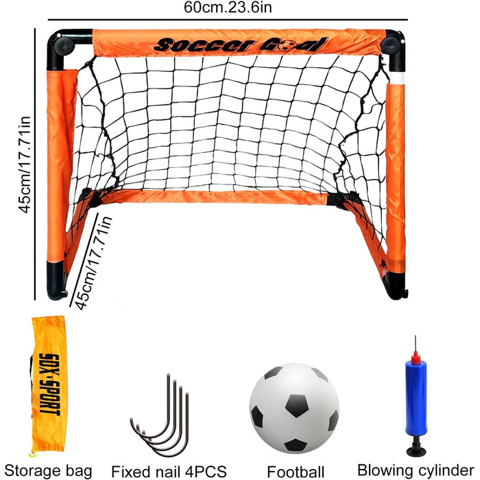 Дитячі футбольні ворота, складні футбольні ворота 60x45 см з м&39ячем та повітряним насосом, маленькі футбольні ворота для дітей у саду, портативний комплект футбольних воріт для використання в приміщенні та на вулиці
