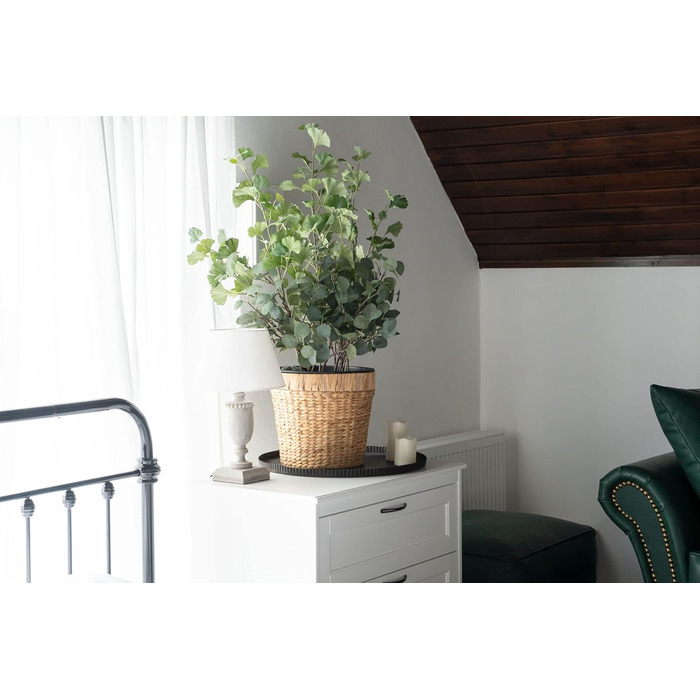 Декоративний квітковий горщик круглий, плетений з морської трави з пластиковою вставкою для посадки - горщик для рослин - 34см 1 3