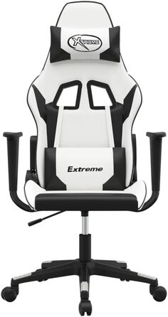 Ігрове крісло, біла та чорна штучна шкіра, офісне крісло, ігрове крісло, обертове крісло, стілець для столу - 3143697