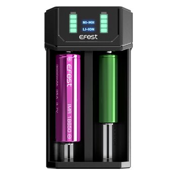 Зарядний пристрій Efest Mega USB для акумуляторів AA AAA 18650 21700 з двома слотами, швидкий 1A NiMH літій-іонний