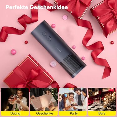 Електричний штопор HOTO, автоматичний відкривач для пляшок, відкривачка для вина з різаком для фольги, відкривачка для винних пляшок, відкоркована 170 пляшок, 10 секунд миттєвого відкриття, подарунок для вечірок любителів вина