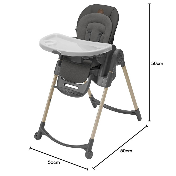 Дитячий стільчик для годування Maxi-Cosi Minla, Росте разом з вашою дитиною, 0-14 років, до 60 кг, Дитячий стільчик для годування, 9 рівнів висоти, 5 положень нахилу спинки, 4 положення лотка, Компактно складається, Еко-догляд, Beyond Graphite