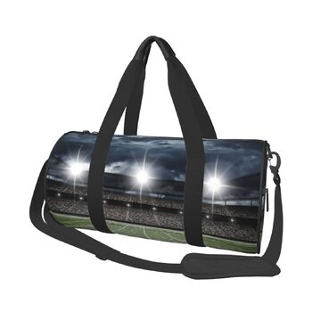 Дорожня сумка Місячні Вовки, 3D-дизайн, кругла форма, великий об'єм, легка та міцна, ідеальний подарунок для походів, відпустки, ділових поїздок та іншого, нічне освітлення стадіону, універсальний розмір
