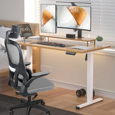 Ергономічне офісне крісло OHMG з дихаючою сітчастою спинкою та сидінням, регульованою по висоті, комп&39ютерне крісло з можливістю нахилу та коліщатками, ігрове крісло, офісне крісло (сіре, 125 x 65,5 x 64 см) Сірий 125 x 65,5 x 64 см