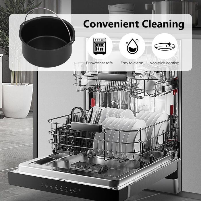 Аксесуари для фритюрниці Cake Barrel Деко для випікання тортів з вуглецевої сталі з антипригарним покриттям для фритюрниць, універсальне, чорне (8 дюймів)