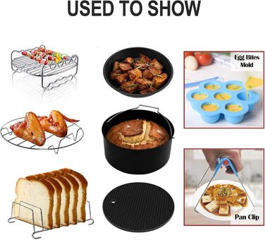 Аксесуари для фритюрниці Swsdee, аксесуари для фритюрниці 8 дюймів 13 шт. xxl для COSORI Princess Innsky GOWISE Philips та всі фритюрниці 4.7 л, 5.5 л, 6.2 л, 6.4 л, 7.3 л, 8 л, аерофритюрниці